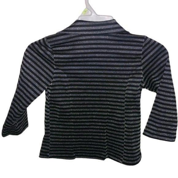 Pinc One Button Striped Blazer Size 4 Kids Black Glitter Silver Cute Academia - Picture 2 of 2
